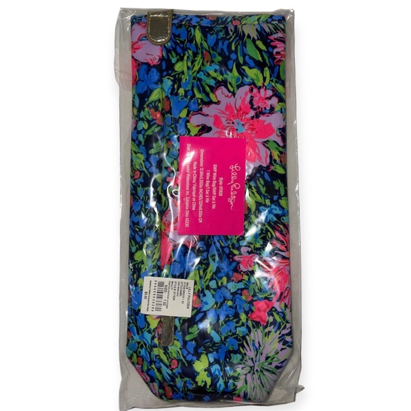 LILLY PULITZER Insulted Wine Bag Multi Festive Fantasy Gold Leather Handle NWT - Picture 5 of 8
